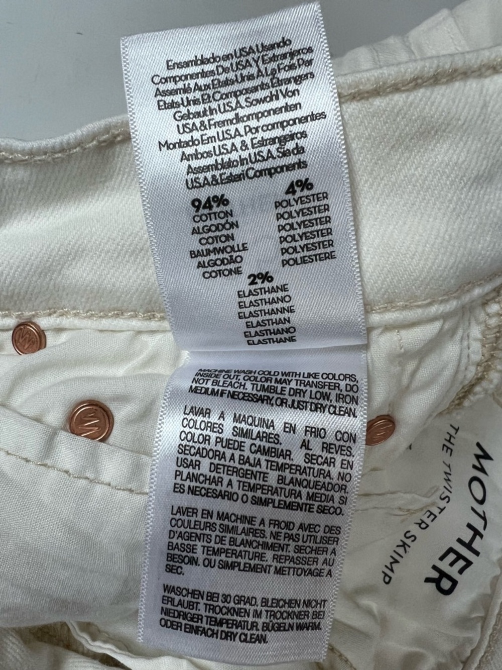 Mother The Twister Skimp Wide Leg Jeans Cream Puffs Size 25 - Picture 10 of 16